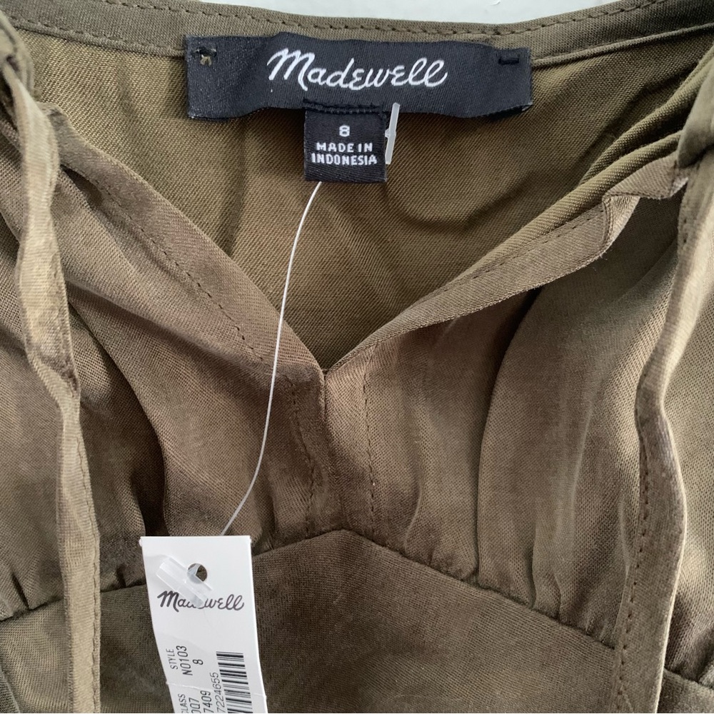 Madewell NWT sexy green peasant dress. Square neck midi. Size 8, never worn. - Picture 5 of 6